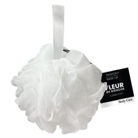 Fleur de douche shower puff de couleur blanche.