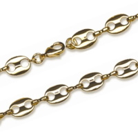 Collier chaîne maille grain de café en plaqué or jaune 18 carats.