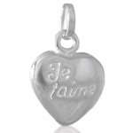 Pendentif cœur avec l'inscription Je t'aime en argent 925/000.