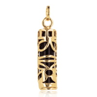 Pendentif Tiki en plaqué or jaune 18 carats et en onyx.