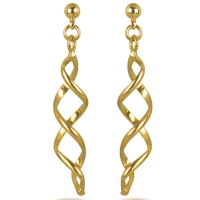 Boucles d'oreilles pendantes torsades en plaqué or jaune 18 carats.