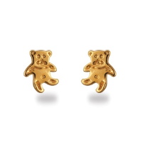 Boucles d'oreilles puces en forme de nounours en plaqué or jaune 18 carats.