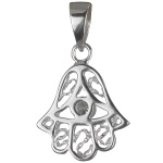 Pendentif main de Fatma en argent 925/000 et oxyde de zirconium.