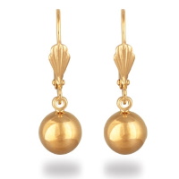 Boucles d'oreilles dormeuses pendantes avec boule en plaqué or jaune 18 carats.