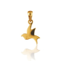 Pendentif en forme d'oiseau en plein vol en plaqué or jaune 18 carats.