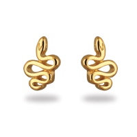 Boucles d'oreilles puces en forme de serpent en plaqué or jaune 18 carats.