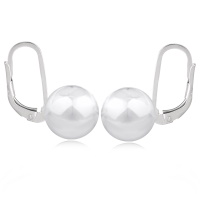 Boucles d'oreilles dormeuses surmontées d'une boule en argent 925/000 rhodié.