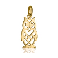 Pendentif en forme de hibou ajouré en plaqué or jaune 18 carats.