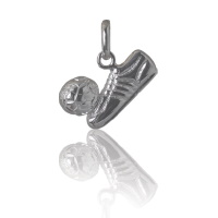 Pendentif chaussure et ballon de foot en argent 925/000 rhodié.