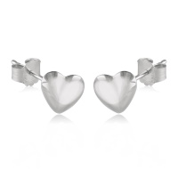 Boucles d'oreilles puces en forme de cœur en argent 925/000 rhodié.