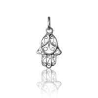 Pendentif main de Fatma en argent 925/000 rhodié.