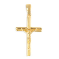 Pendentif croix crucifix en plaqué or jaune 18 carats.