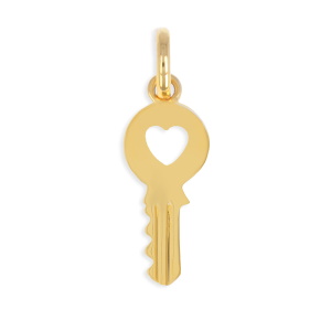 Pendentif en forme de clé en plaqué or jaune 18 carats.