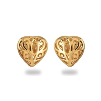 Boucles d'oreilles puces en forme de cœur en plaqué or jaune 18 carats.