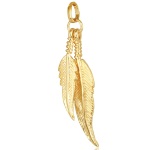 Pendentif double plume en plaqué or.