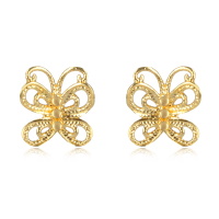 Boucles d'oreilles puces en forme de papillon en plaqué or jaune 18 carats.