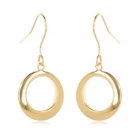 Boucles d'oreilles pendantes cercles en plaqué or jaune 18 carats.