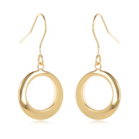 Boucles d'oreilles pendantes cercles en plaqué or jaune 18 carats.