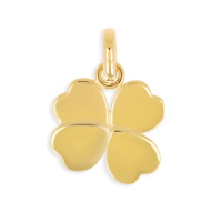 Pendentif en forme de trèfle à 4 feuilles en plaqué or jaune 18 carats. Pendentif vendu seul.