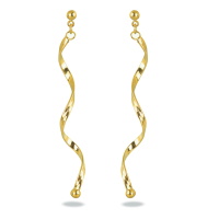 Boucles d'oreilles pendantes en forme de spirale en plaqué or jaune 18 carats.