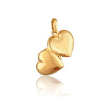 Pendentif cassolette cœur en plaqué or jaune 18 carats. Ce pendentif peut être utilisé comme porte photo ou peut convenir à glisser tout autre souvenir ou petit objet (pilulier, etc...).