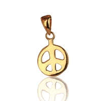 Pendentif du symbole Peace and love en plaqué or jaune 18 carats.