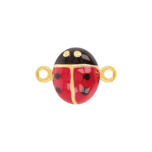 Apprêts pendentif en forme de coccinelle en plaqué or jaune et émail de couleur.