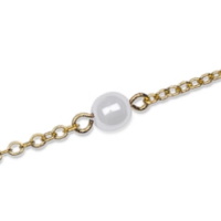 Bracelet composé d'une chaîne en plaqué or jaune 18 carats et de perles d'imitation.