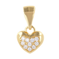 Pendentif en forme de cœur en plaqué or jaune 18 carats pavé d'oxydes de zirconium blancs.