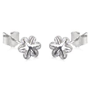 Boucles d'oreilles puces étoile de mer en argent 925/000 serties d'oxydes de zirconium blanc.