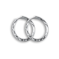 Boucles d'oreilles créoles en argent 925/000 rhodié.