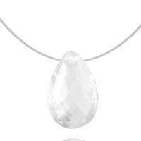 Collier en fil de nylon et pierre couleur transparente. Fermoir en argent 925/000.