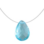 Collier en fil de nylon et pierre couleur aqua marine. Fermoir en argent 925/000.
