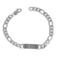 Bracelet gourmette identité pour homme en acier 316L argenté.