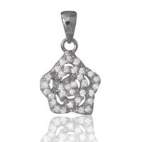 Pendentif fleur en argent 925/000 rhodié pavé d'oxydes de zirconium blancs.