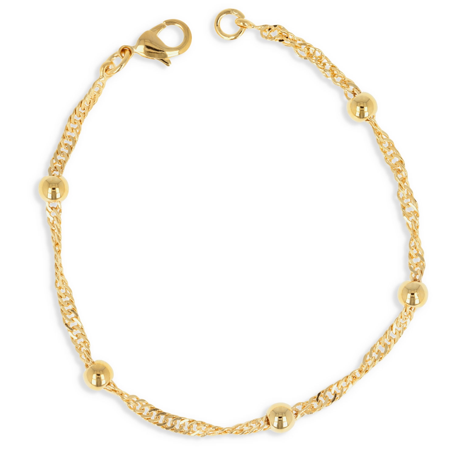 Bracelet composé d'une chaîne torsadée en plaqué or jaune 18 carats.  Adolescent Adulte Femme Fille Indémodable 