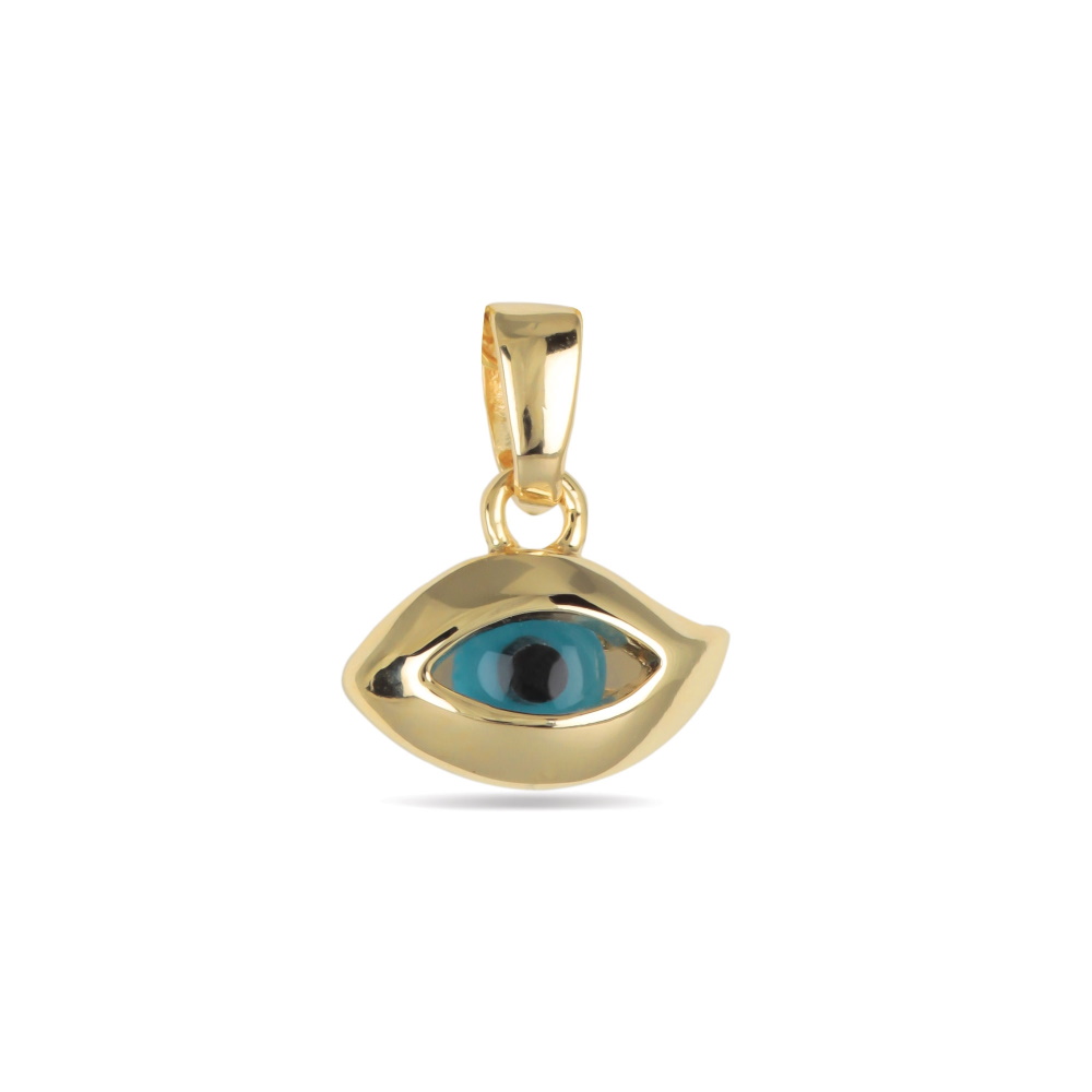 Pendentif œil de Turquie en plaqué or jaune 18 carats et centre de l'œil en perle de couleur. Oeil Oeil de Turquie  Adolescent Adulte Femme Fille Indémodable Symboles 