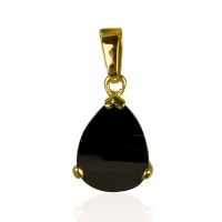 Pendentif en plaqué or jaune 18 carats avec un oxyde de zirconium noir en forme de goutte.