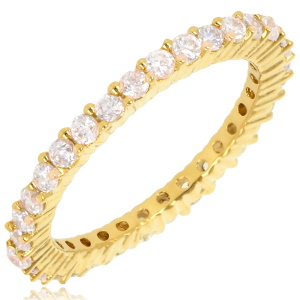 Bague en plaqué or jaune 18 carats sertie d'oxydes de zirconium blancs.