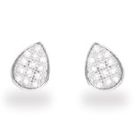 Boucles d'oreilles puces goutte en argent 925/000 et oxydes de zirconium.