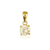 Pendentif en plaqué or jaune 18 carats serti 4 griffes d'un oxyde de zirconium blanc.