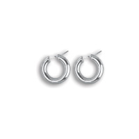 Boucles d'oreilles créoles fil rond en argent 925/000 rhodié.