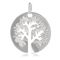 Pendentif rond représentant l'arbre de vie en argent 925/000 rhodié.