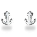 Boucles d'oreilles puces ancres en argent 925/000.