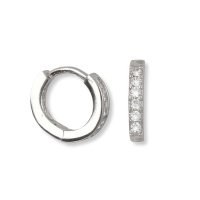 Boucles d'oreilles créoles en argent 925/000 rhodié et pavées en partie d'oxydes de zirconium blancs.