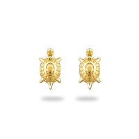 Boucles d'oreilles puces en forme de tortue en plaqué or jaune 18 carats.