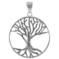 Pendentif rond arbre de vie en argent 925/000 rhodié.