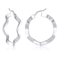 Boucles d'oreilles créoles fil torsadé en argent 925/000 rhodié.