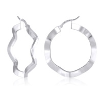 Boucles d'oreilles créoles fil torsadé en argent 925/000 rhodié.