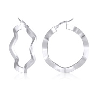 Boucles d'oreilles créoles fil torsadé en argent 925/000 rhodié.